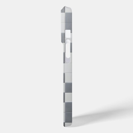 Minimalist Grey &White Checkered Phone Case Modern Case-Mate iPhoneケース (裏面 / 左)