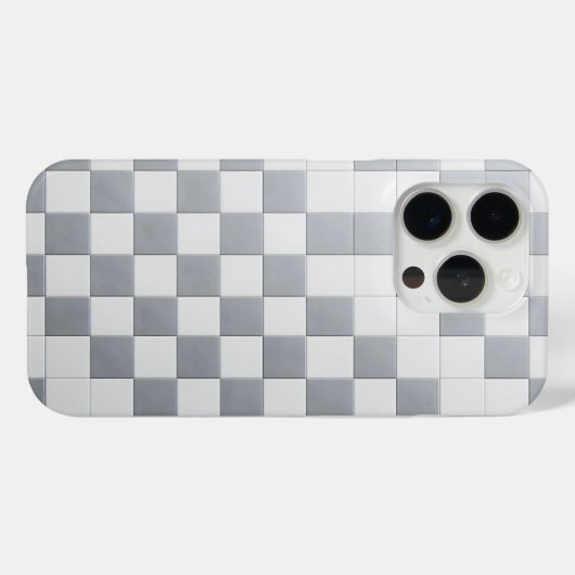 Minimalist Grey &White Checkered Phone Case Modern Case-Mate iPhoneケース (裏面 (横))