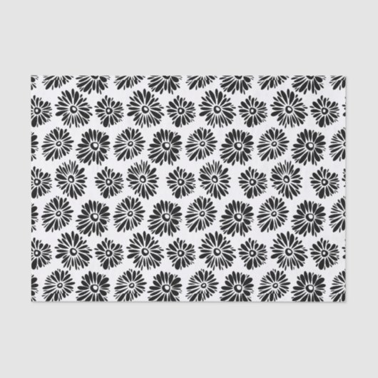 Minimalist Groovy Black and White Daisy Flowers 薄葉紙 (正面)