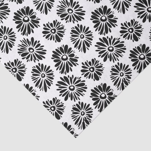 Minimalist Groovy Black and White Daisy Flowers 薄葉紙 (詳細)