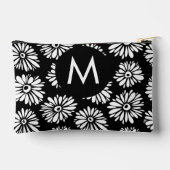 Minimalist Groovy Black and White Daisy Monogram アクセサリーポーチ (裏面)