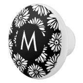 Minimalist Groovy Black and White Daisy Monogram セラミックノブ (右)