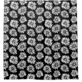 Minimalist Groovy Black and White Daisy Pattern シャワーカーテン (正面)