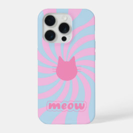 Minimalist Groovy Retro Meow Design iPhone 15 Proケース