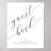 Minimalist Guest Book Bridal Shower Sign ポスター (正面)