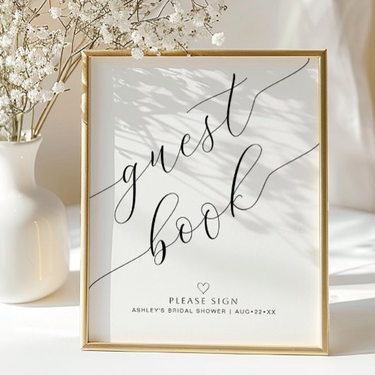 Minimalist Guest Book Bridal Shower Sign ポスター