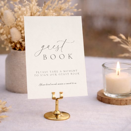 Minimalist Guest Book Wedding Sign in Soft Neutral 招待状