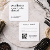 Minimalist Hair Salon Refer a Friend QR Code  スクエア名刺