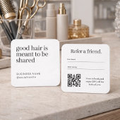Minimalist Hair Salon Refer a Friend QR Code  スクエア名刺