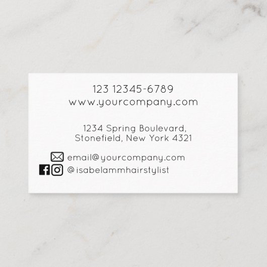 Minimalist Hair Stylist 名刺 (裏面)