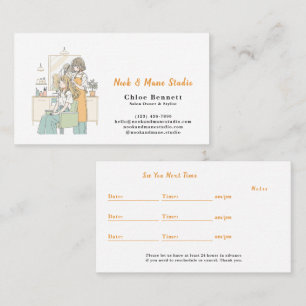 Minimalist Hair Stylist Illustrator Appointment& 名刺