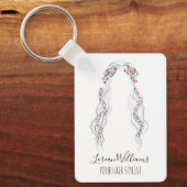 Minimalist Hairstylist Bride Wavy Hair Floral QR キーホルダー (正面)