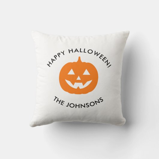 Minimalist Halloween Pumpkin – Personalized Family クッション (裏面)