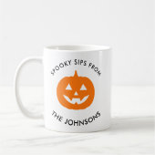 Minimalist Halloween Spooky Sips – Personalized コーヒーマグカップ (左)