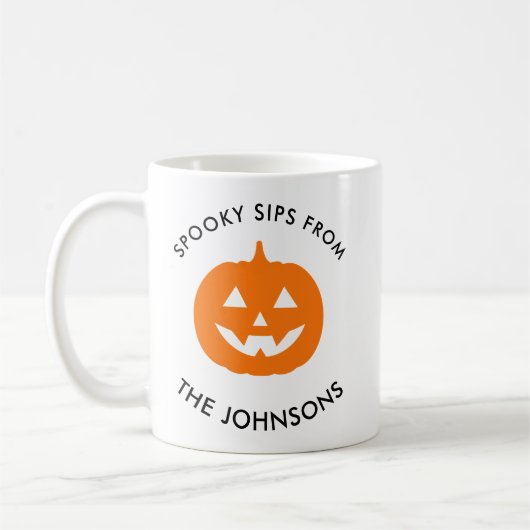Minimalist Halloween Spooky Sips – Personalized コーヒーマグカップ (左)