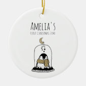 Minimalist Hand-Drawn Baby's First Christmas セラミックオーナメント (正面)