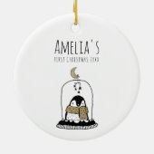 Minimalist Hand-Drawn Baby's First Christmas セラミックオーナメント (裏面)