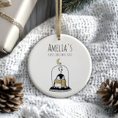 Minimalist Hand-Drawn Baby's First Christmas セラミックオーナメント