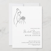 Minimalist Hand Drawn Bride Lovely Bridal Shower 招待状 (正面)
