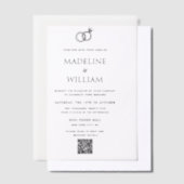 Minimalist Hand Drawn Rings Qr Code Wedding ベラム紙招待状 (オフセット)