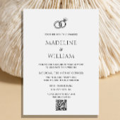 Minimalist Hand Drawn Rings Qr Code Wedding 招待状