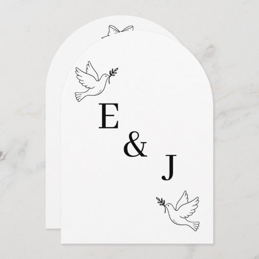 Minimalist Hand Drawn Wedding Invitation 招待状 (正面/裏面)