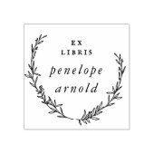 Minimalist Hand Drawn Wreath Ex Libris Book ラバースタンプ (インプリント)