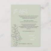 Minimalist handdrawn leaves sage green details QR  エンクロージャーカード (正面)