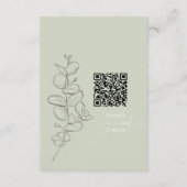 Minimalist handdrawn leaves sage green details QR  エンクロージャーカード (裏面)