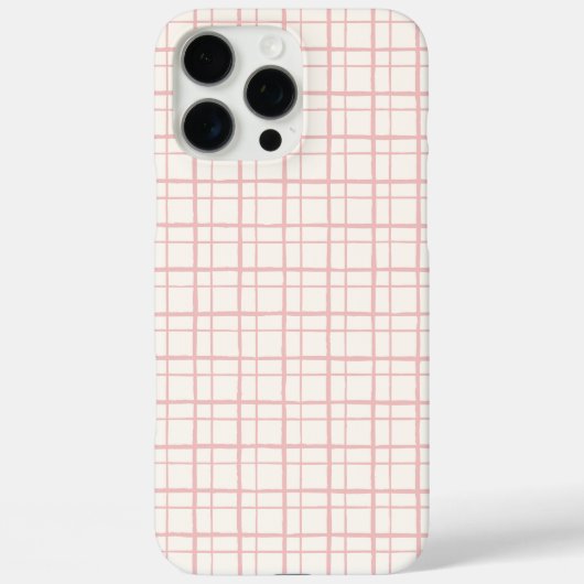 Minimalist HandDrawn Wobbly Grid Check Ballet Pink Case-Mate iPhoneケース (裏面)