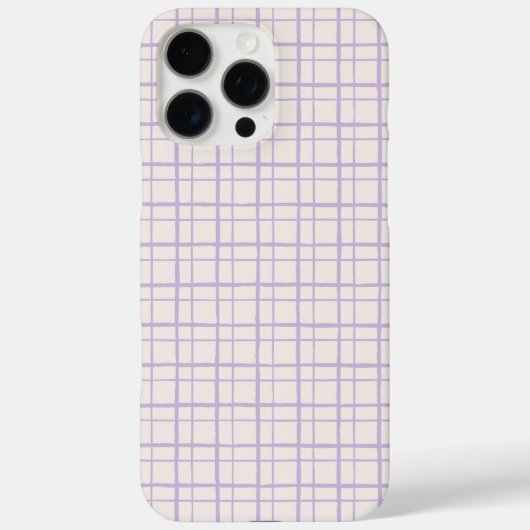 Minimalist HandDrawn Wobbly Grid Check Dusty Lilac Case-Mate iPhoneケース (裏面)