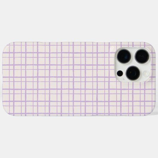 Minimalist HandDrawn Wobbly Grid Check Dusty Lilac Case-Mate iPhoneケース (裏面 (横))