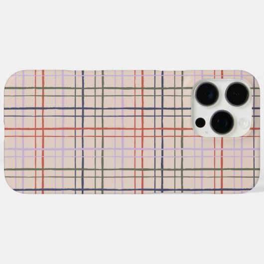 Minimalist HandDrawn Wobbly Grid Check Modern Love Case-Mate iPhoneケース (裏面 (横))