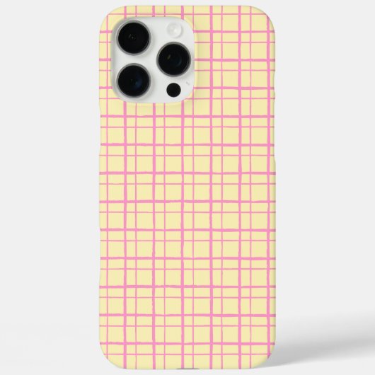 Minimalist HandDrawn Wobbly Grid Check Yellow Case-Mate iPhoneケース (裏面)