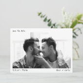 Minimalist Handwriting Script Large Photo Modern セーブザデート (スタンド正面)