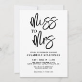 Minimalist Handwritten Black Script Bridal Shower 招待状 (正面)