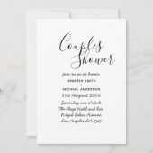 Minimalist Handwritten Couples Shower White 招待状 (正面)