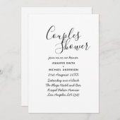 Minimalist Handwritten Couples Shower White 招待状 (正面/裏面)