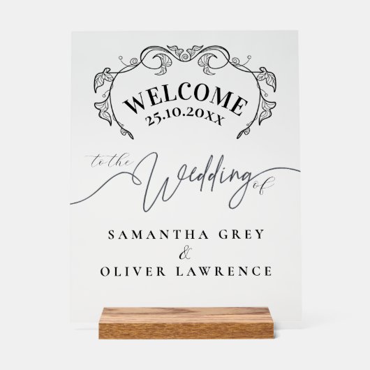 Minimalist Handwritten Elegant Welcome Sign アクリルサイン (正面)