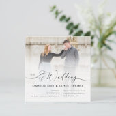 Minimalist Handwritten Photo Wedding Invitation セーブザデート (スタンド正面)