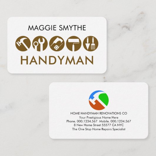 Minimalist Handyman Tools Icon 名刺 (正面/裏面)