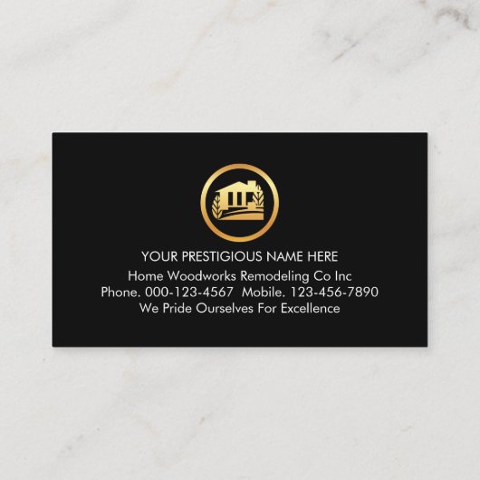 Minimalist Handyman Tools In Gold Frame 名刺 (裏面)