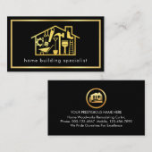 Minimalist Handyman Tools In Gold Frame 名刺 (正面/裏面)