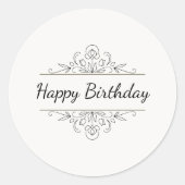 Minimalist Happy Birthday Classic Round Sticker  ラウンドシール (正面)