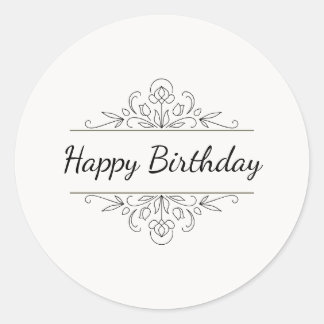 Minimalist Happy Birthday Classic Round Sticker  ラウンドシール