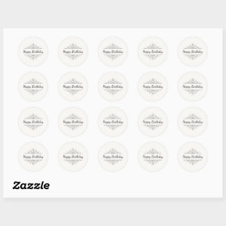 Minimalist Happy Birthday Classic Round Sticker  ラウンドシール