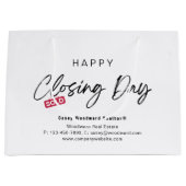 Minimalist Happy Closing Day Sold from Realtor ラージペーパーバッグ (正面)
