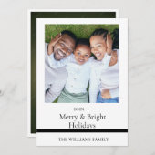 Minimalist Happy Holidays Card with Custom Name シーズンカード (正面/裏面)