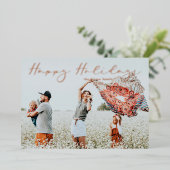 Minimalist Happy Holidays Chic Script Calligraphy 箔シーズンカード (立ち正面)