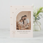 Minimalist Happy Holidays Family Christmas Photo シーズンカード (スタンド正面)